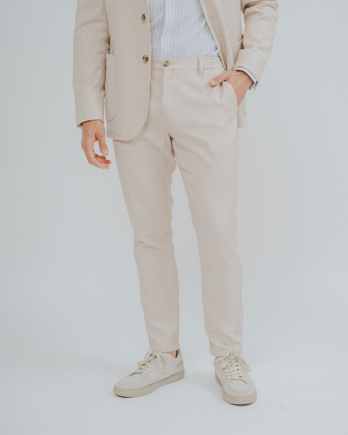PANTALÓN CASUAL GOMA VESTIR BEIGE