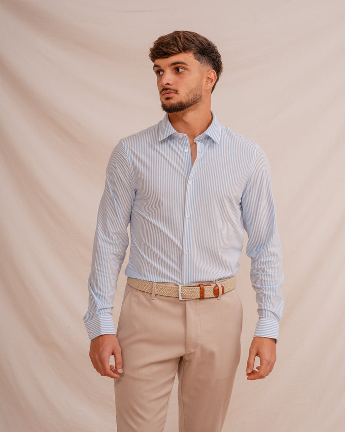 CAMISA RAYA CELESTE