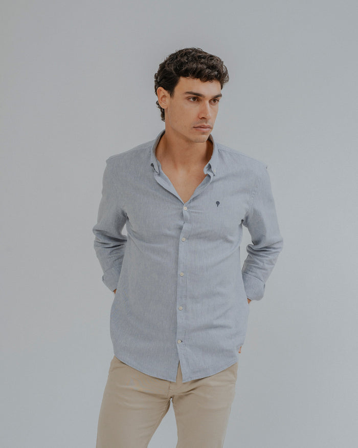 CAMISA LINO CELESTE